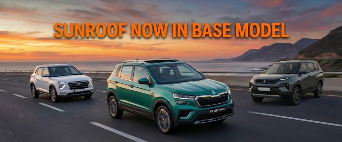 Skoda Kushaq Facelift Challenges Hyundai Creta and Tata Sierra with Sunroof in Base Model
